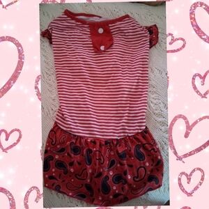 💐5/$10-Red and White Striped Dress with Paisley Skirt For Dogs